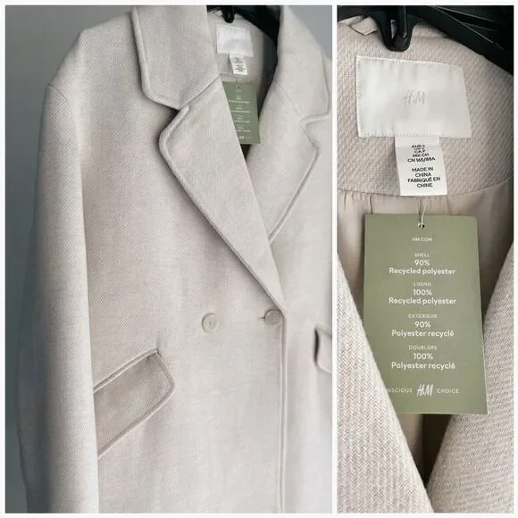 H&M Double-Breasted Oversized Coat - Picture 4 of 14